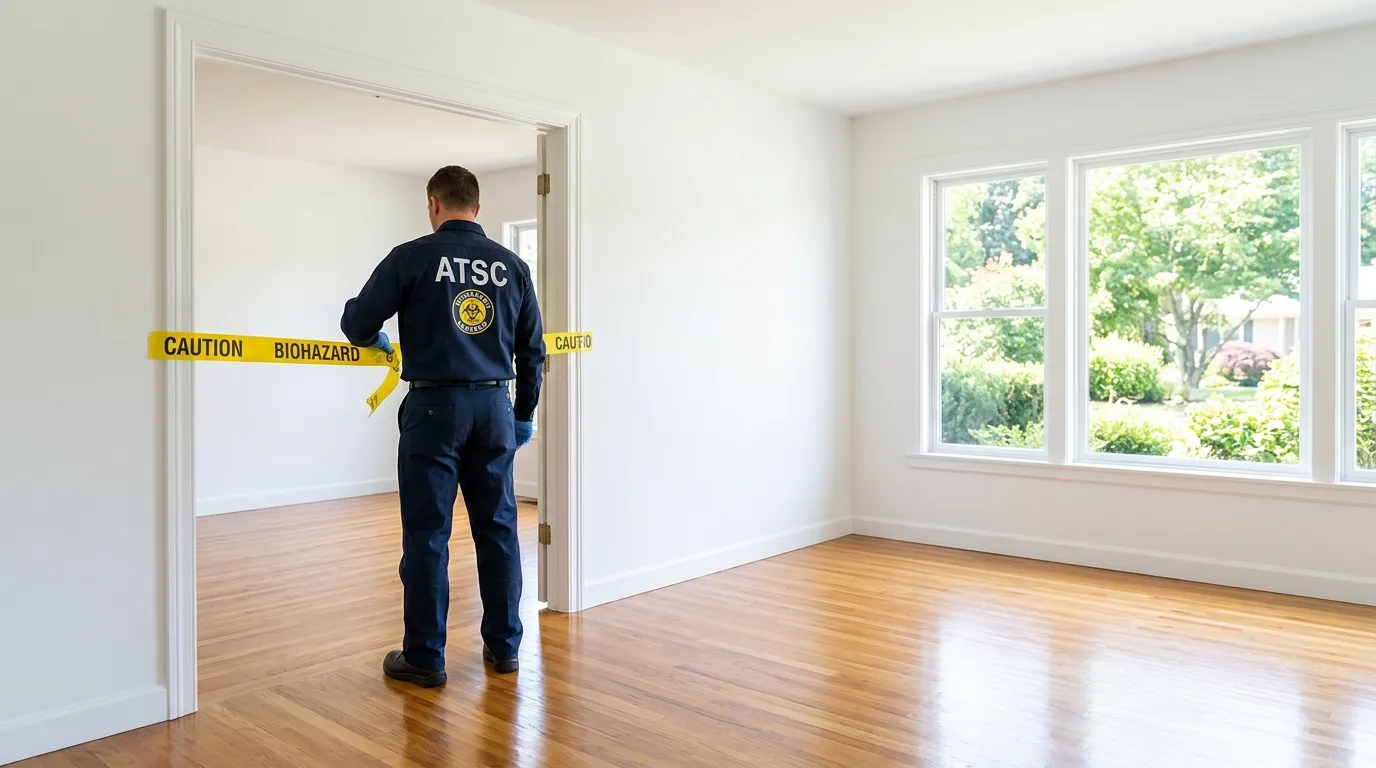 Certified biohazard cleanup crew performing Trauma Scene Cleanup in Cloverleaf